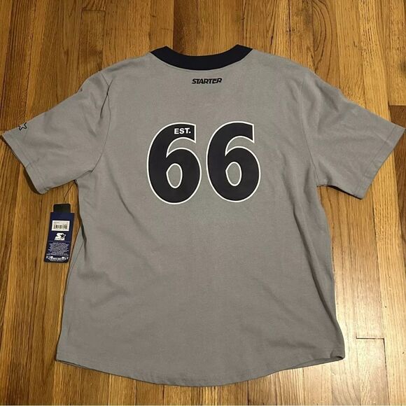 Starter Dallas Cowboys Baseball Jersey Gray Blue Size Men’s Large - Picture 8 of 10